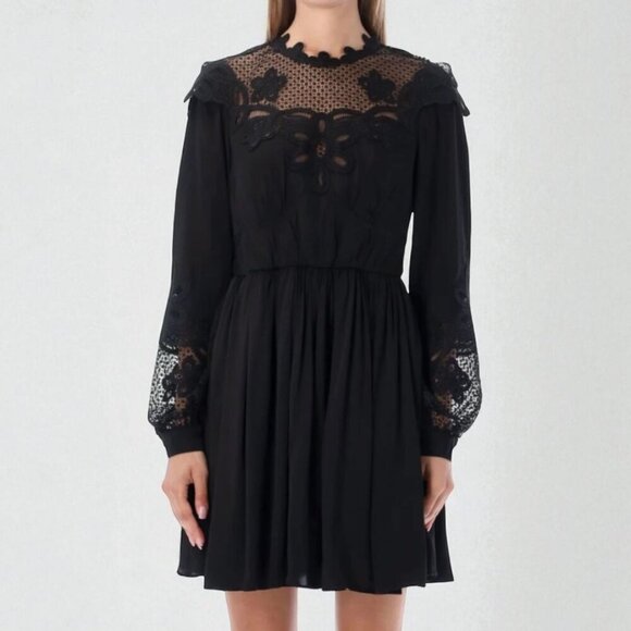 Self-Portrait Dresses & Skirts - CLEAROUT Self Portrait Chemical Lace Bib Mini Dress Size 0